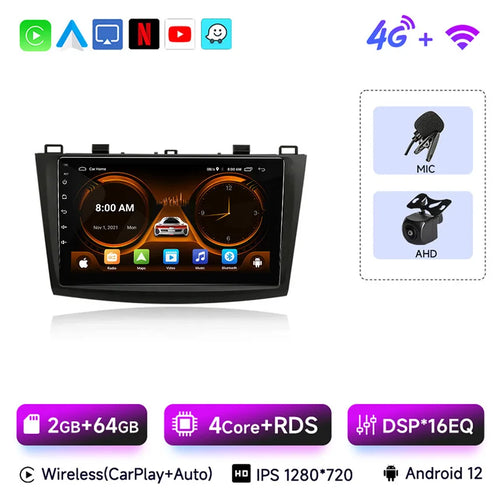 JIUYIN 2 Din Car Radio for Mazda 3 2009 2010 2011 2012 2013 Android 13