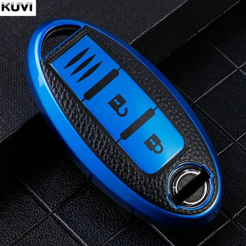 Leather TPU Car Key Case Cover for Nissan Leaf Micra Qashqai J11 J10 X