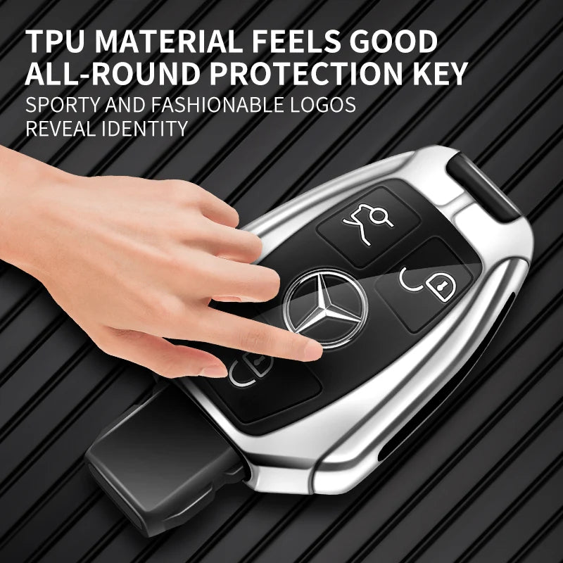 Car Zinc Alloy Key Case Bag Metal Key Shell For Mercedes-Benz A B C E