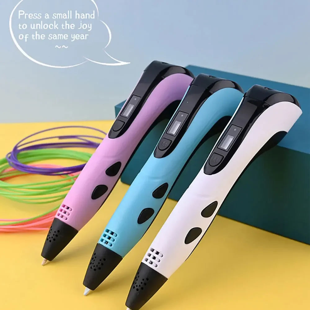 3D Printing Pen With LED Display 10M PLA Filament Children USB Drawing