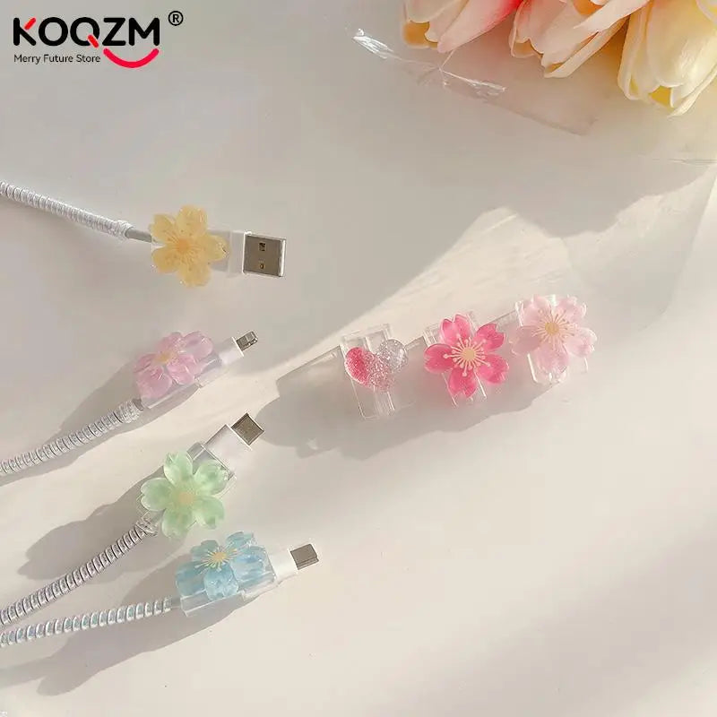 Flowers Charger Protector Cable  For Iphone 13 Type-C Cable Android