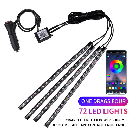 Neon LED Car Interior Ambient Foot Strip Light Kit Accessories RGB