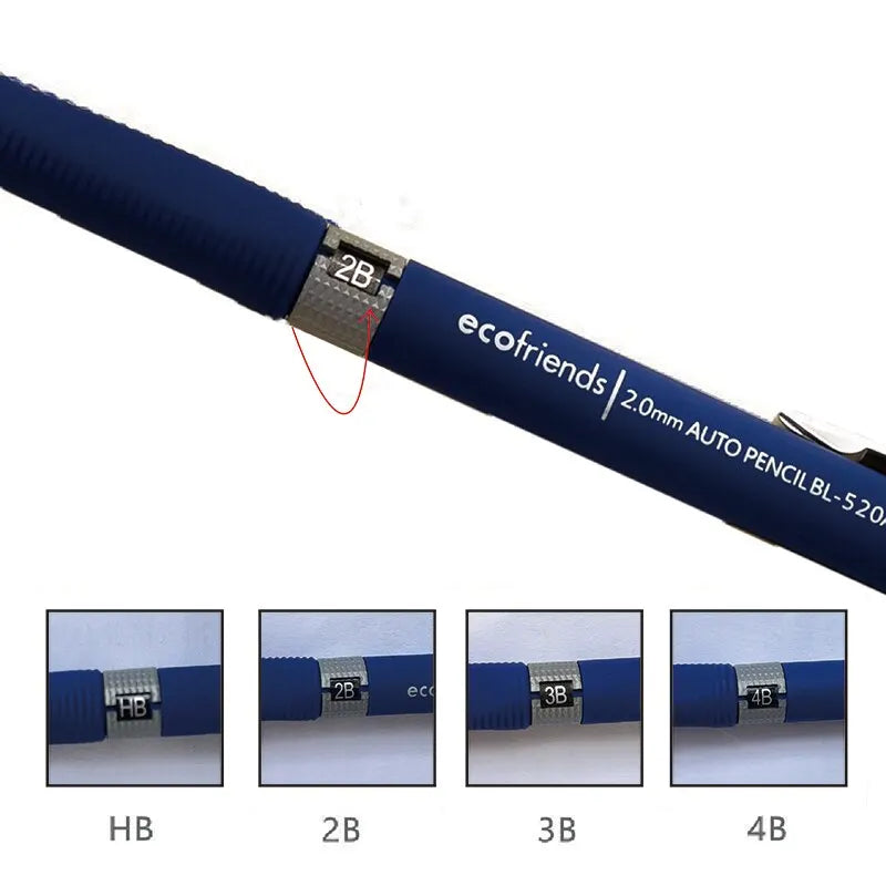 2.0mm Mechanical Pencil Set 2B Automatic Pencils With Black Lead