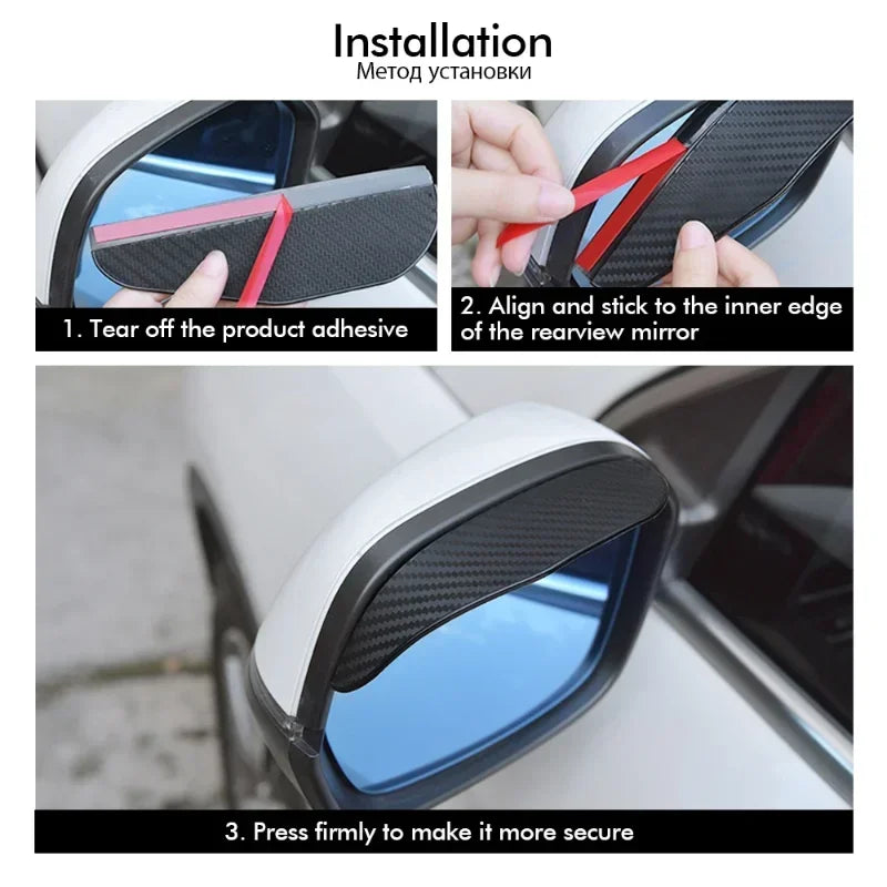Car Rearview Mirror Rain Eyebrow Carbon Fiber Sun Visor Shade