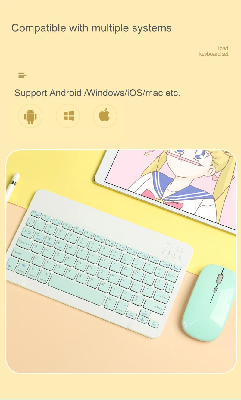 Rechargeable Tablet Wireless Bluetooth Keyboard Mouse Set For Laptop