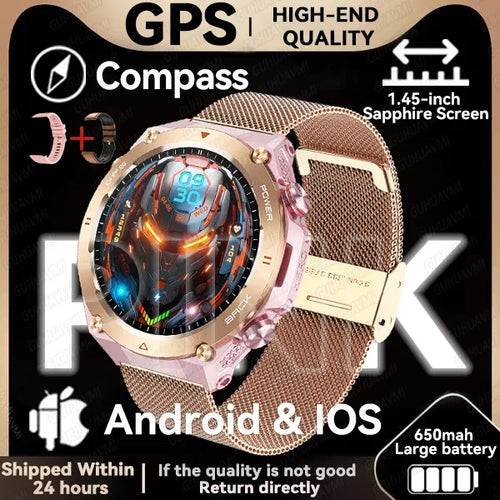 New GPS Smartwatch 1.45'' AMOLED Display 100 Sports Modes Voice