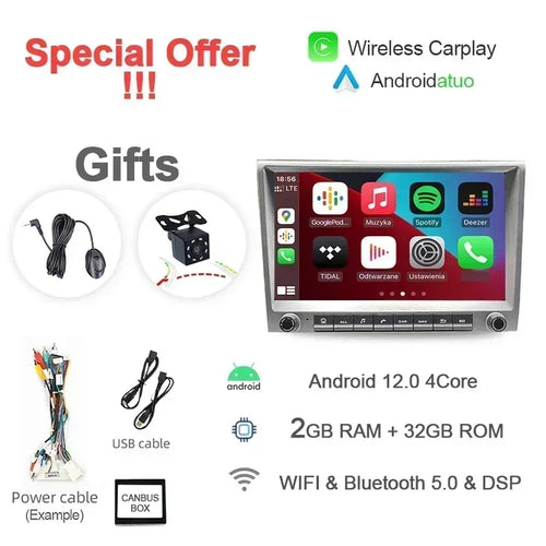 7862 720P Auto Android 13 12G+256G Car Radio GPS Player 4GB Carplay