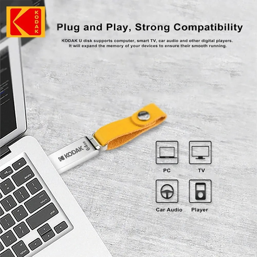 KODAK K122 USB 2.0 Pen Drive 32GB 64GB 128GB Metal USB Flash Drive