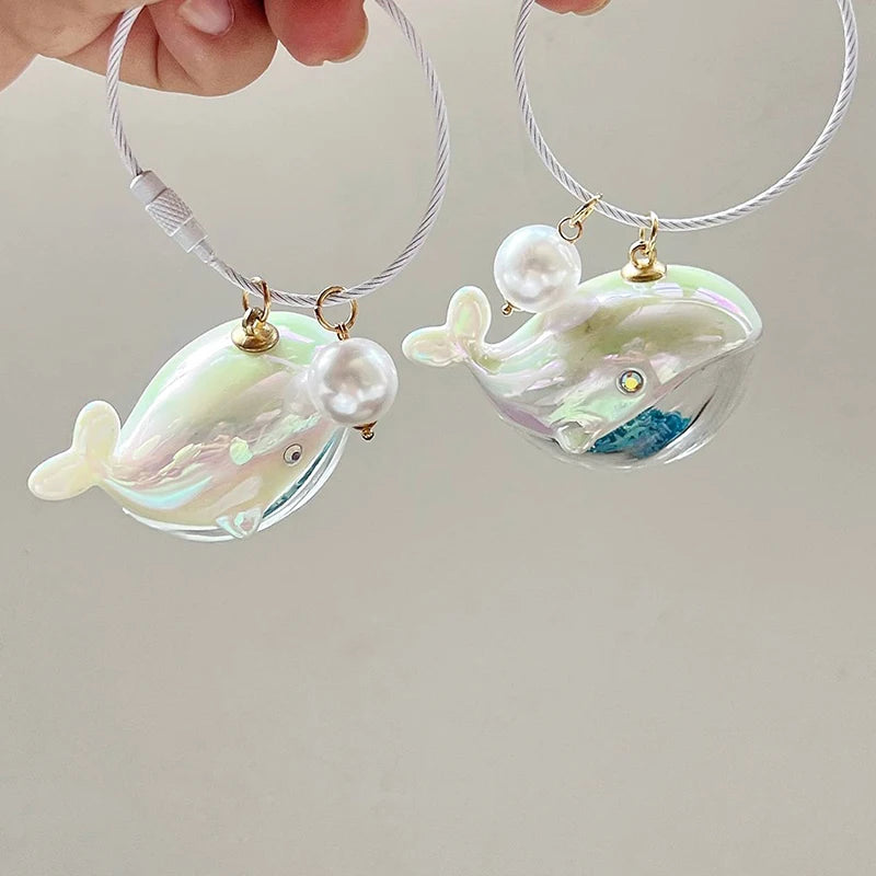 Cute Whale Dolphin Keychain Blue Marine Animal Doll Kawaii Keyring For