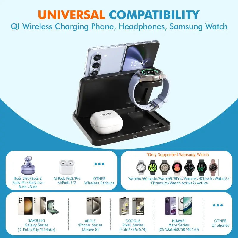 3 in 1 Wireless Charger Stand For Samsung Z Fold Zflip5 S24 S23 Ultra