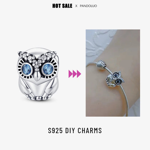 Sterling Silver 925 Devil Eye Charm Owl Miracle Beads Suitable for