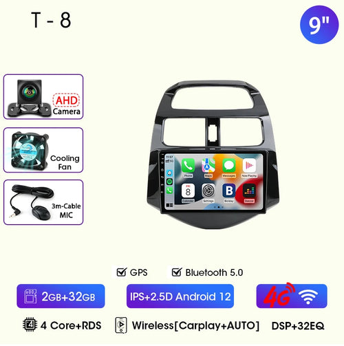 JMCQ 9" Car Stereo Radio For Chevrolet Spark Beat Matiz Creative 2010