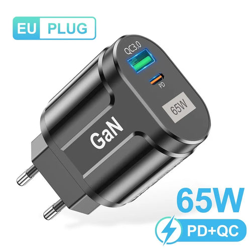 USLION 65W GaN USB C Charger Quick Charge Korea EU US Plug PD USB-C