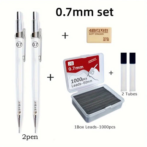 Transparent Mechanical Pencils 0.5 0.7 0.9mm with Lead 2B 60mm Art