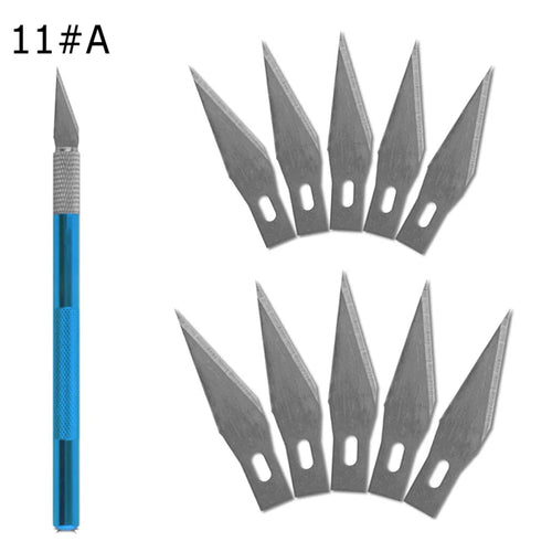 Engraving Non-Slip Metal Knife Kit + 40/10pcs #11 Blades Cutter Craft