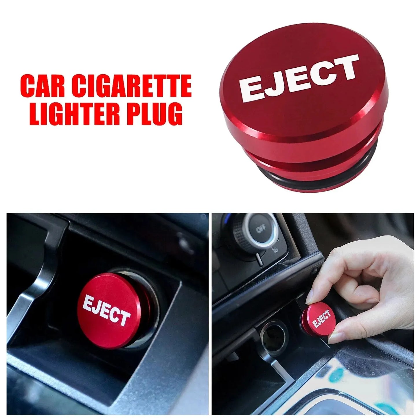 1PC Universal Car Cigarette Lighter Cover Black Red Eject Button Car
