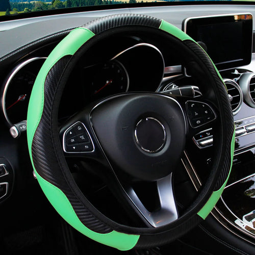 PU Carbon Fiber Leather Car Steering Wheel Cover without Inner Ring