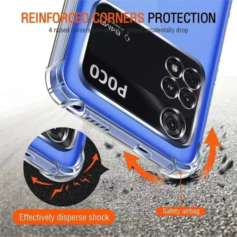 Thick Air-Bag Silicone Clear Phone Case for Xiaomi Poco M4 M5 M6 X3 X4