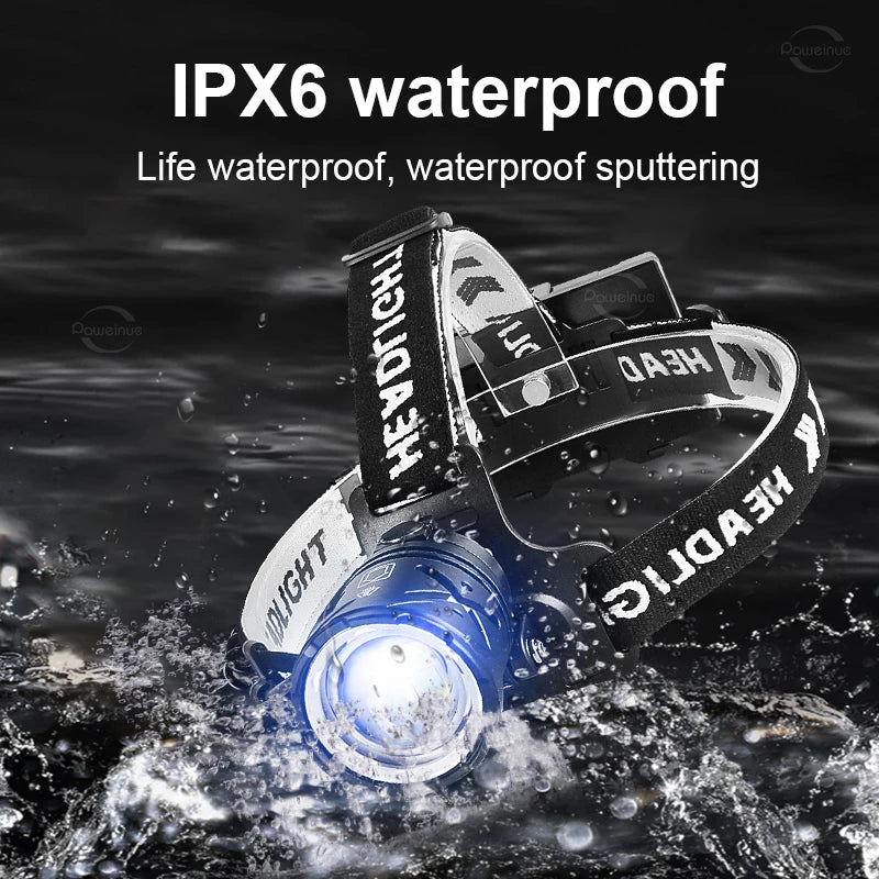 80000LM Powerful Headlamp USB Rechargeable Headlight Flashlight Large