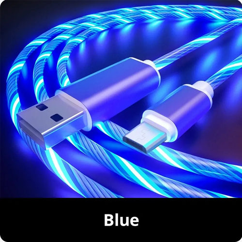 2m Type C Glowing Cable Mobile Phone Charging Cables LED Light Charger