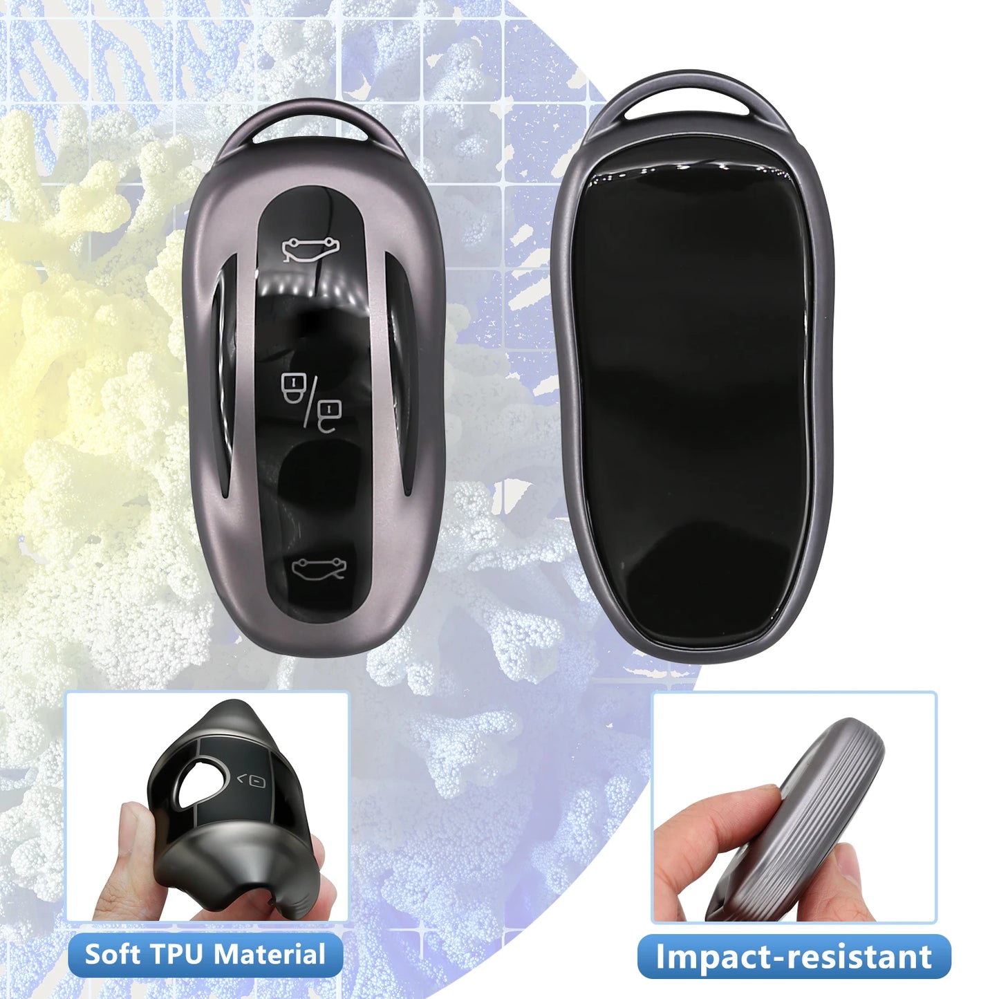 for Tesla Key Fob Cover Model 3 S Y Accessories Metallic Gray TPU Key
