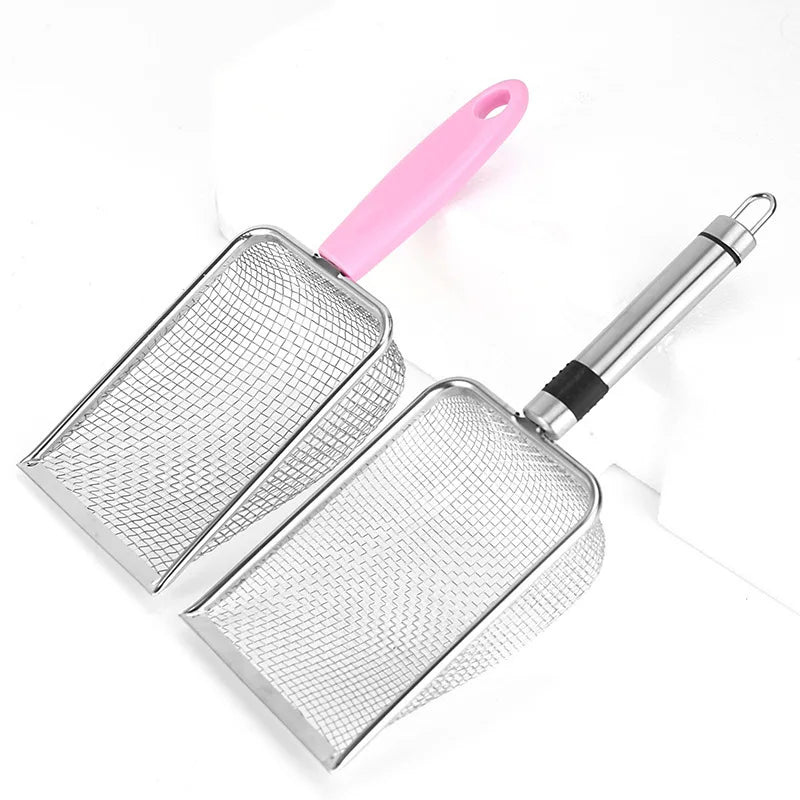 Stainless Steel Cat Litter Shovel Large Fine Hole Bentonite Mesh