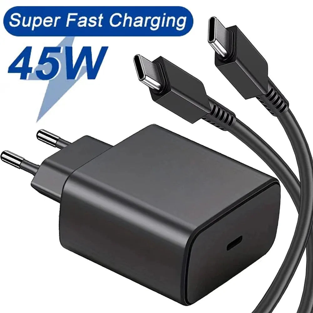 45W Fast Charging USB C Charger For Samsung S23 S24 PD Quick Charge