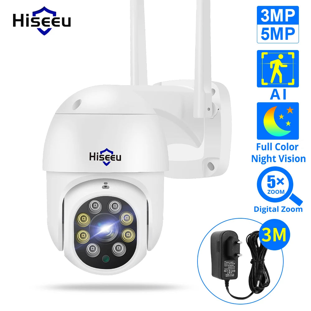 Hiseeu 8MP 4K PTZ WIFI IP Dome Camera 2MP 1080P Outdoor Waterproof
