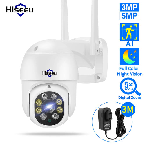 Hiseeu 8MP 4K PTZ WIFI IP Dome Camera 2MP 1080P Outdoor Waterproof