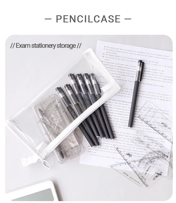 Transparent Pencil Case Large Capacity Simple Pen Bag Kawaii Cosmetic
