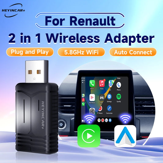 2024 NEW HEYINCAR 2in1 Wireless Android Auto Adapter  Carplay Wireless