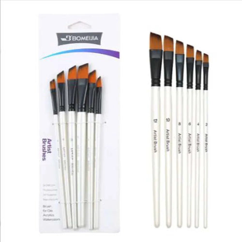 6PCS Wood Oil Brush, Acrylic Paint Brush, Flexible Bristles,