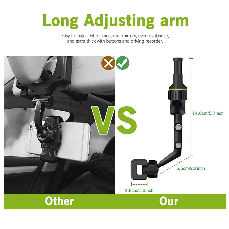 Rearview Mirror Phone Holder 360 ° Rotatable in Car Navigation Holder