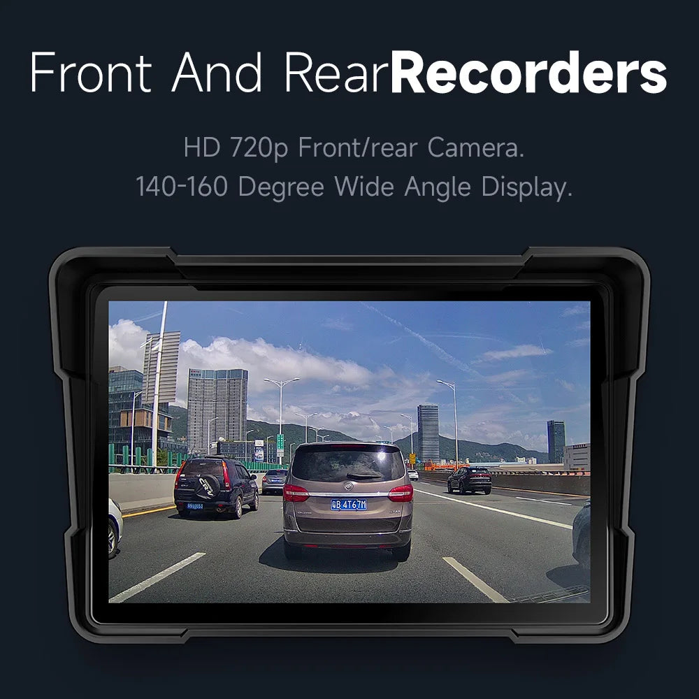 Jiuyin 5Inch Motorcycle Navigation Gps Hd Dual Video Recording Smart