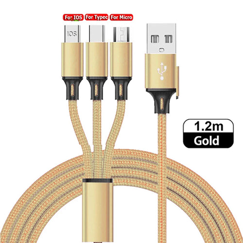 4 In 1/ 3 In 1 Micro USB Type C Fast Charging Cable 3A Quick Charge