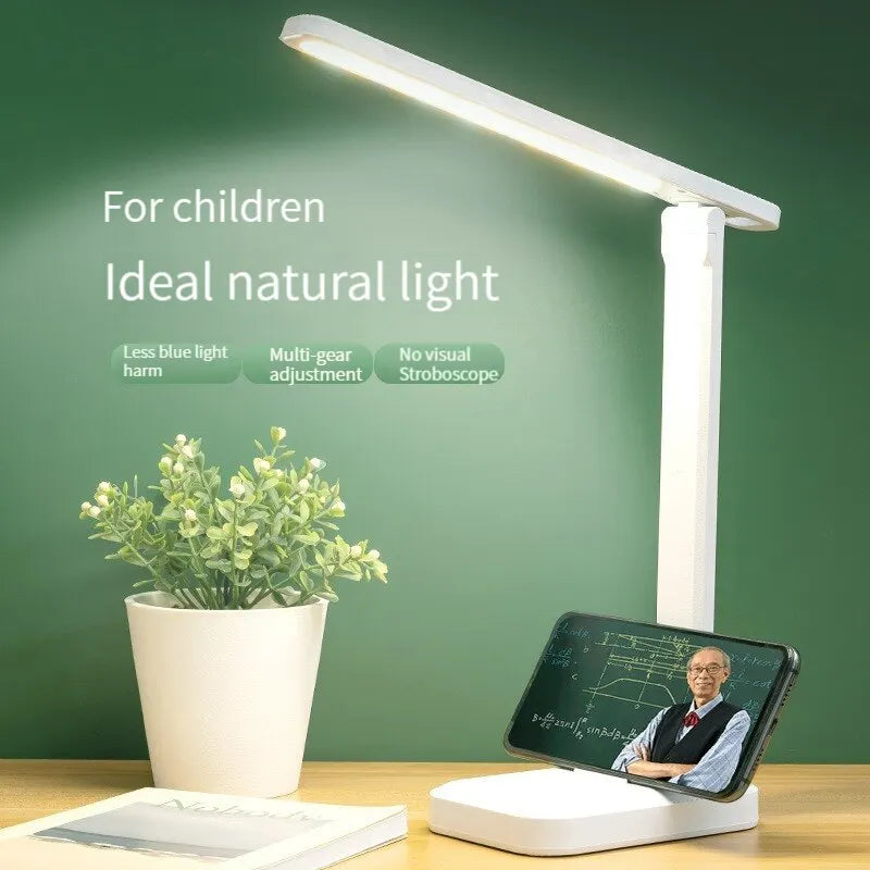 LED Touch Switch White Folding Desk Lamp Bedroom Bedside Study Reading