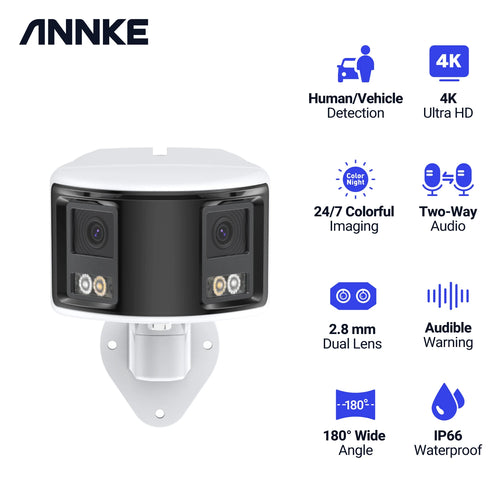 ANNKE Smart Home 180° 8MP DUO POE Dual Lens Wide View Outdoor Video