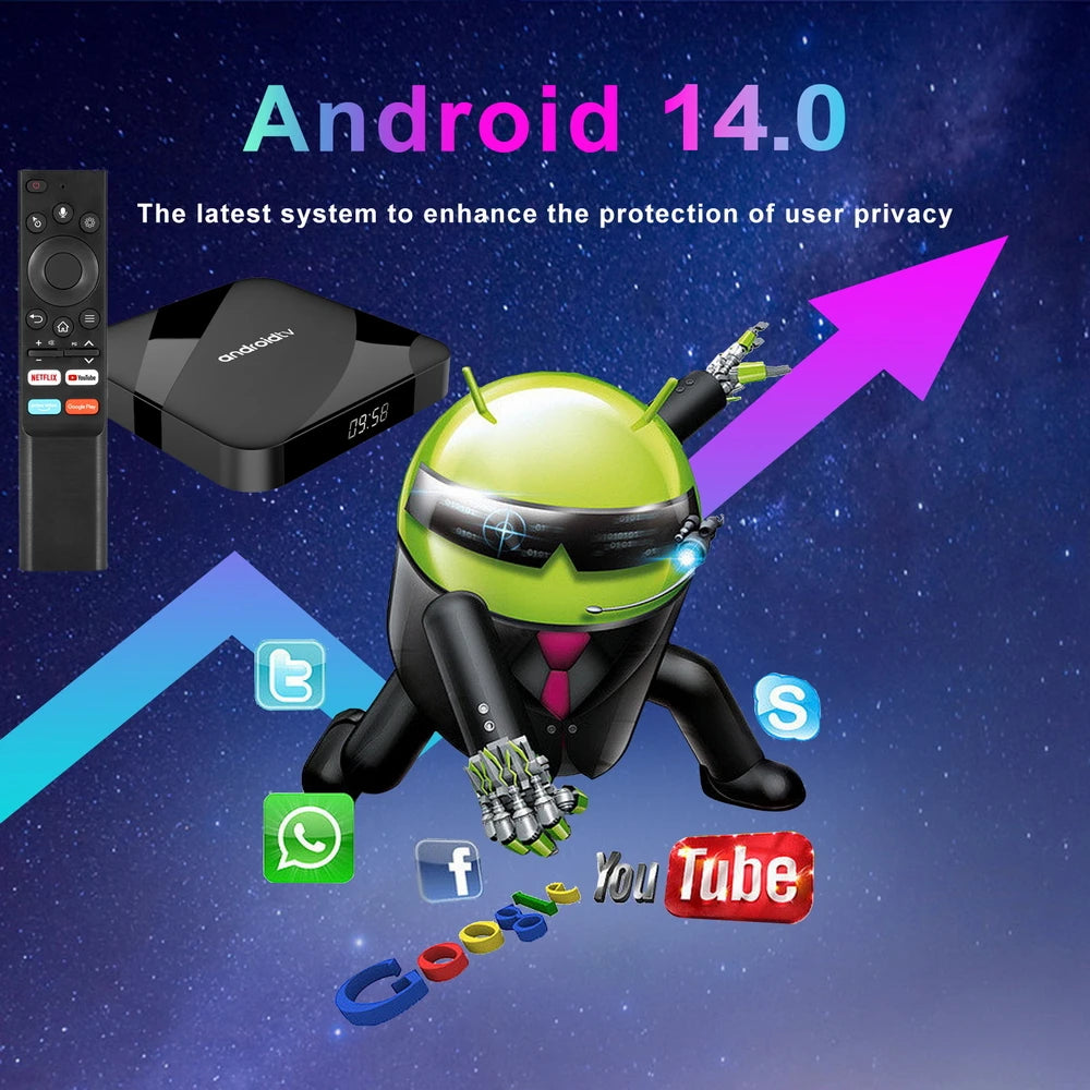 Android 14.0 Smart TV Box 8K HD Smart TV Set-top Box AV1 Dual-WIFI BT