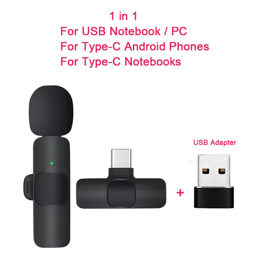 Wireless Lapel Microphone Podcast Lavalier Dual Tie Mini Mic for