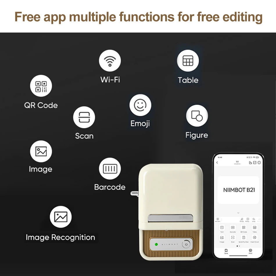 Niimbot B21 Label Sticker Printer Portable Thermal Wireless Bluetooth