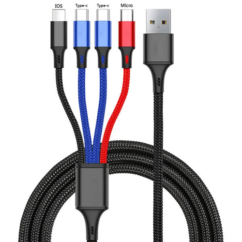 4 In 1/ 3 In 1 Micro USB Type C Fast Charging Cable 3A Quick Charge