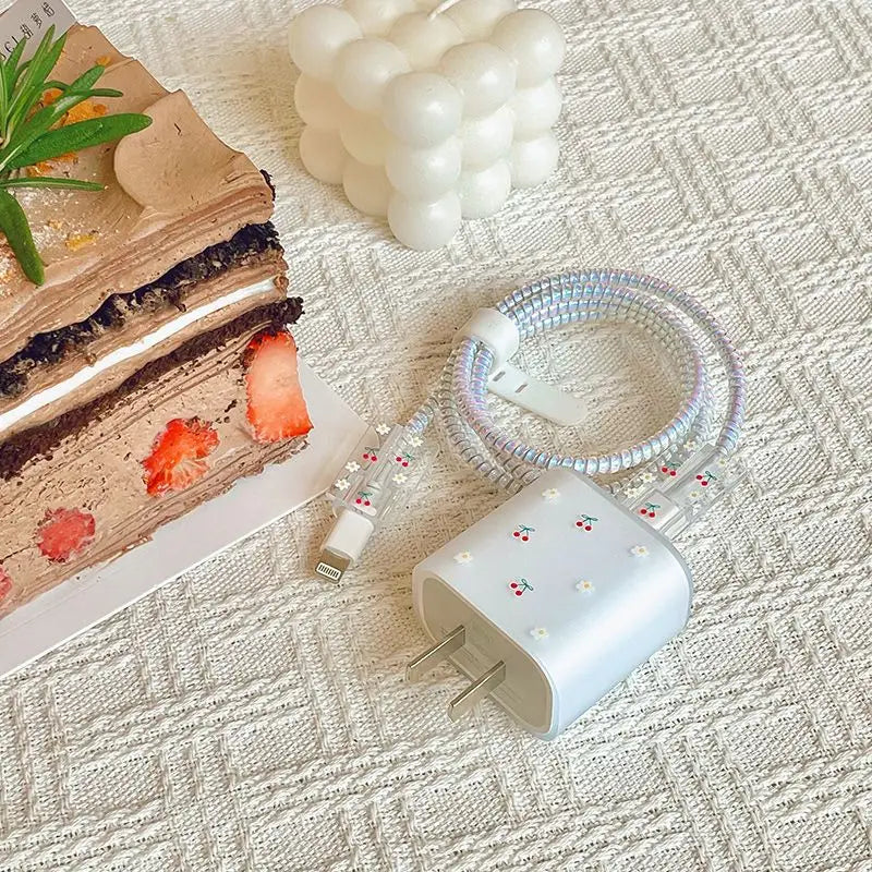 Cherry Frosted Style Charger Cable Protection Cover For iphone US