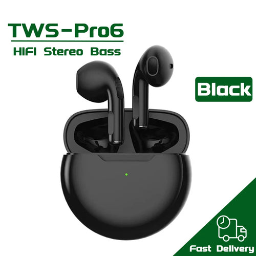 Air Pro 6 TWS Wireless Headphones with Mic Fone Bluetooth Earphones