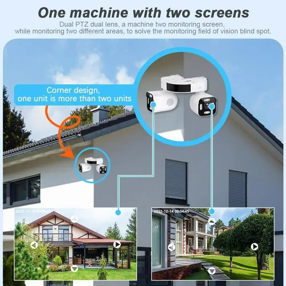 AIOOK Security Camera Outdoor Waterproof Dual Lens HD 8MP 4K 10X Zoom