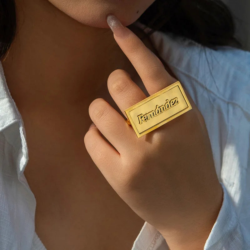 Nextvance Custom Name Double Layer Welding Rings 2 Finger Stainless