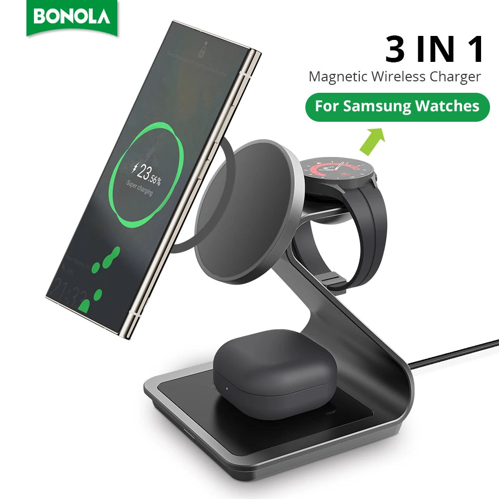 Bonola Magnetic 3 in 1 Wireless Charger Station for Samsung S24