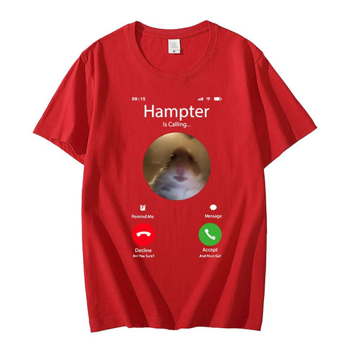 Dank Meme Hamster Staring Front Camera Hampter Calling T-shirt Fashion