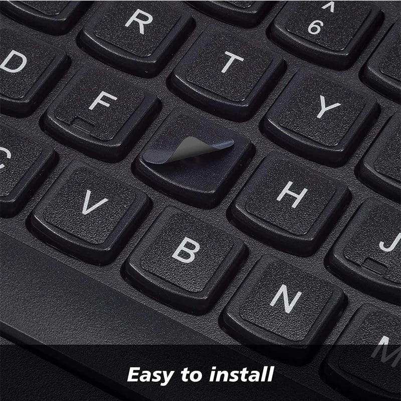English Spanish Italian Korean Keyboard Sticker Durable Alphabet Black