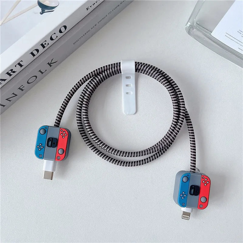 4Pcs/Set 1.4m Data Line Cable Winder Protection Cable Spring Rope