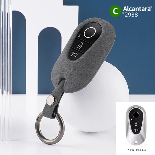 Alcantara Car Key Case Cover Holder Key Shell Buckle For 2023 Mercedes